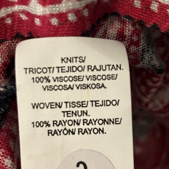 Lucky Brand L boho print wide boat neck soft rayon knit back vent top - Picture 8 of 11